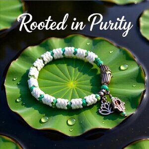 Namaste! Hamsa Hand & Lotus Blessings Bracelet! Abundance Feminine Power